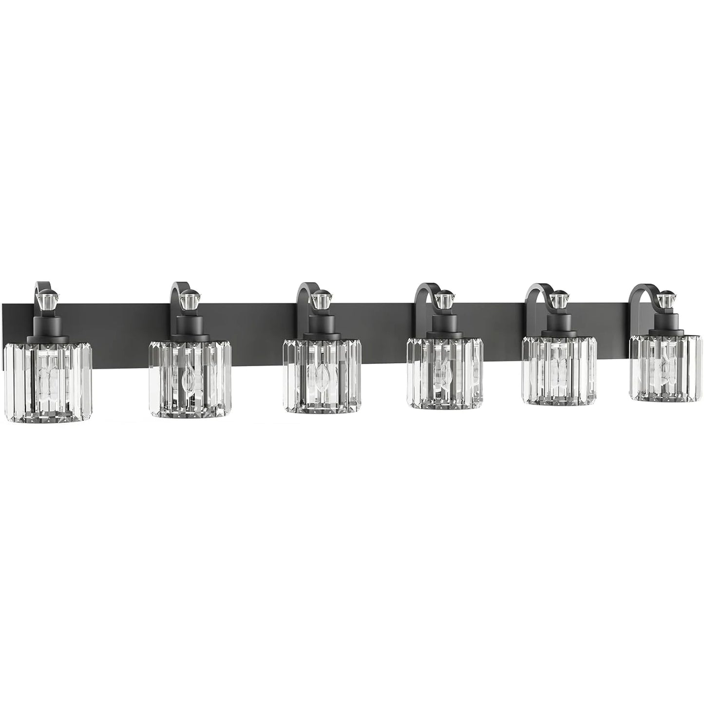 3/4/5/6 Lights Modern Crystal Bathroom Vanity Lights, Black Bathroom Light Fixtures, Crystal Vanity Shower Lights Over Mirror