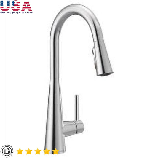 Chrome One-Handle Pulldown Kitchen Faucet High Pressure Power Clean Spray Technology Easy Installation Durable Kitchen Sink