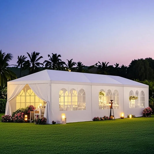 2025 Upgraded 10'x30' Party Tent, Outdoor Tents for Parties, Wedding, Birthday, Large Canopy Tent with Walls and Transparent Win
