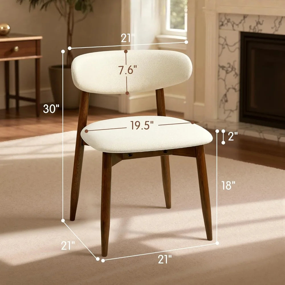 Dining Chairs Set of 6, Upholstered Solid Wood Dining Room Chairs, Mid Century Modern Fabric Kitchen Side Chairs with Ergonomic