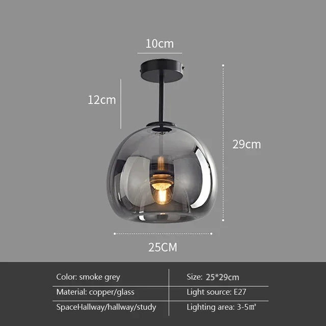 Nordic Luxury Retro Round Glass Ceiling Lamp Bedroom Corridor LED Pendant Chandelier Home Interior Decoration Art  Lighting