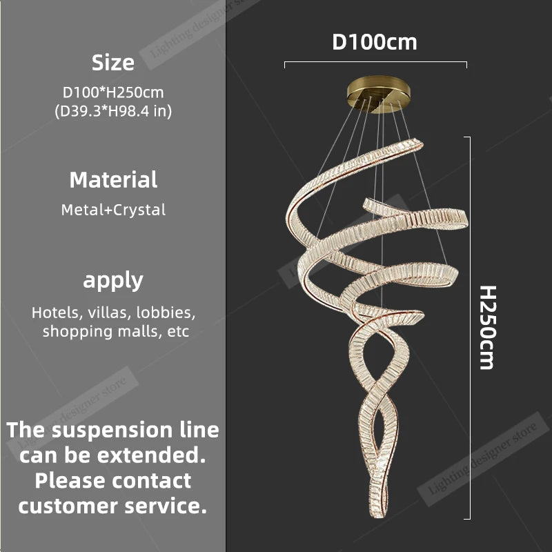 Nordic Simple Living Room Pendant Light High Quality Lobby Crystal Chandeliers Duplex Loft Hanging Lamp Villa Hall Chandelier