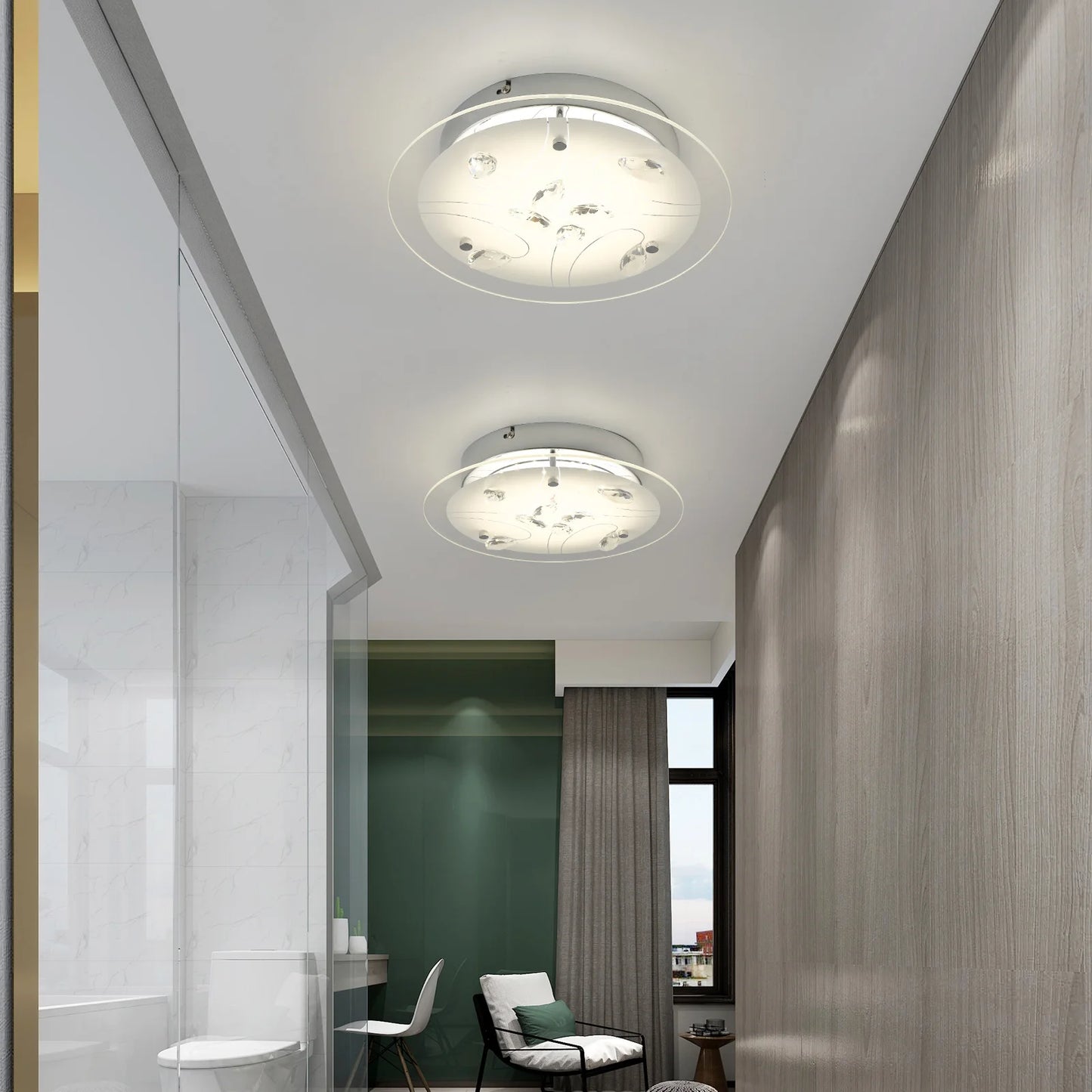 Round Flush Mount Lighting Bathroom Light Fixtures Ceiling Mount 11in Dimmable Ceiling Light for Bedroom Hallway 4000K