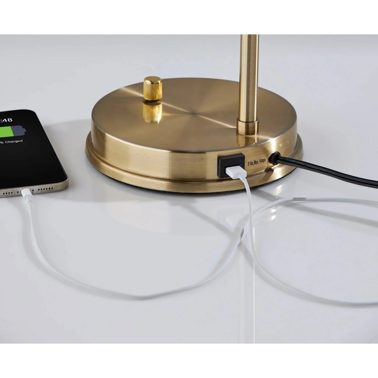 20.5 in Metal Gold Finish Desk Lamp with USB, Glass Shade, Modern Design, New Condition ,Adult Use,No assembly required.