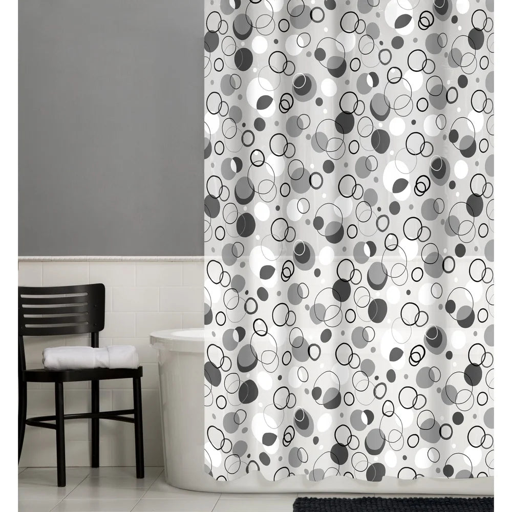 Waterproof PEVA Shower Curtain Set with Geometric Pattern 70" x 72" Includes 12 Durable C-Hooks Easy Care Modern Decor