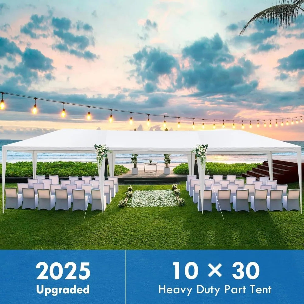 2025 Upgraded 10'x30' Party Tent, Outdoor Tents for Parties, Wedding, Birthday, Large Canopy Tent with Walls and Transparent Win