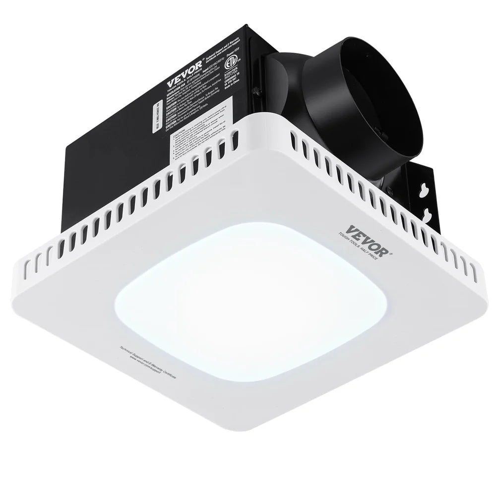 80 CFM Bathroom Exhaust Fan Quiet LED Light Ventilation Durable Moisture Resistant Easy Installation Home Gym Kitchen Laundry