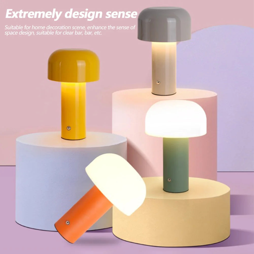 LED Mushroom Table Lamp Cute Mushroom Night Light 3 Color Stepless Dimmable Touch Lamp Desk Lamp for Indoor Bedroom Living Room