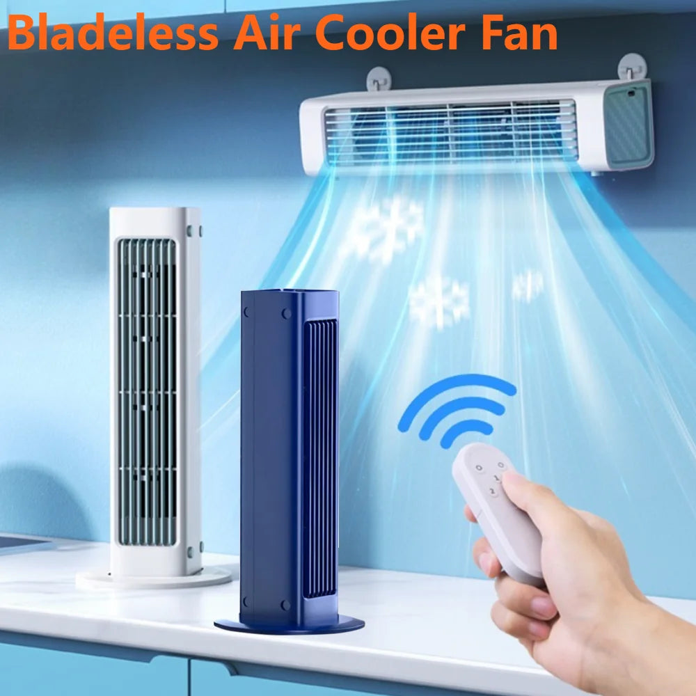 4000mah Leafless Fan 3 Mode Bladeless Air Cooler Fan LED Wall Mount/Desktop Standing Tower Fan for Bedroom Living Rooom Bathroom