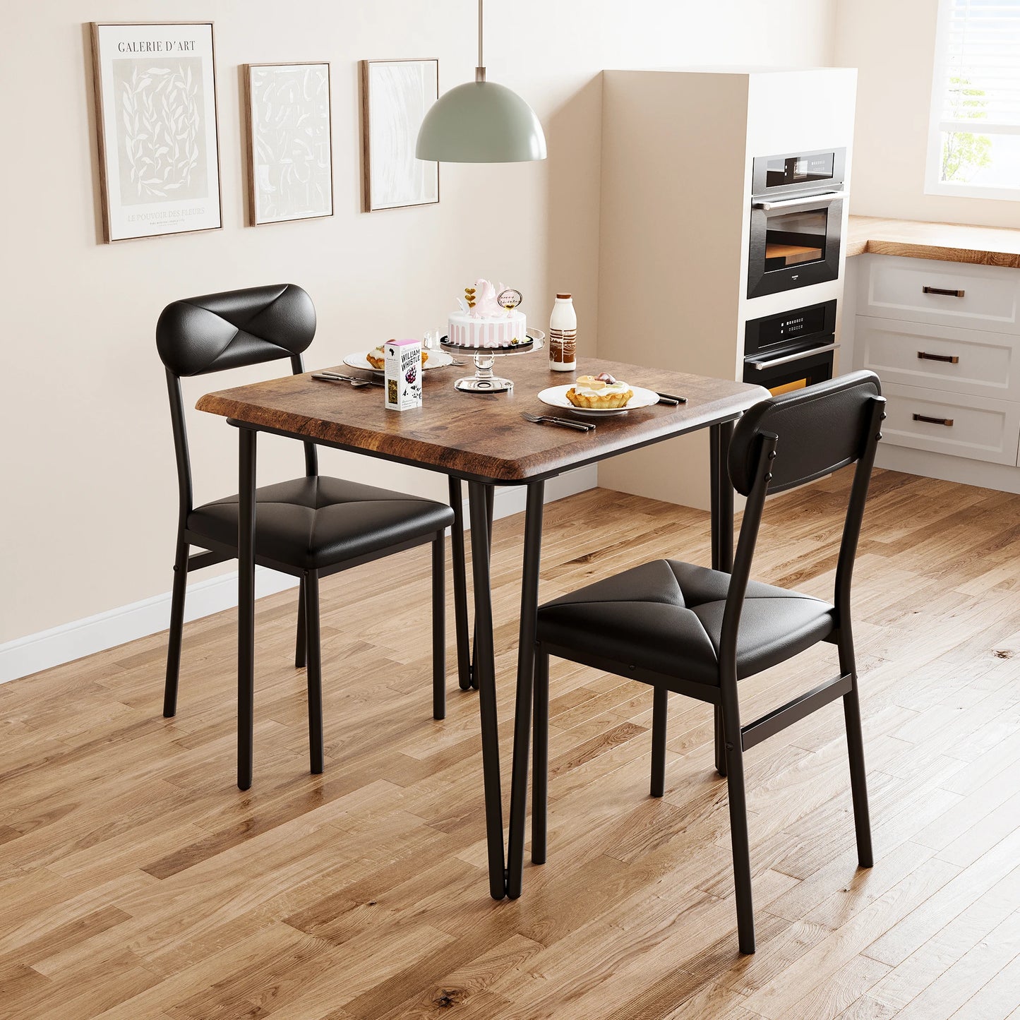 Small Dining Table Sets for 2 with Upholstered Chairs kitchen Dinner Table and Chairs Set of 2 Furniture for Dining Living Room