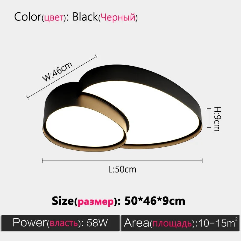 Living Room Lamp Ceiling Lights Bedroom Dining Room Simple Nordic Modern Black White LED Chandelier Home Decor Lusters Fixture