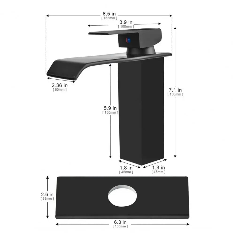 304 Stainless Steel Waterfall Wash Basin Stainless Steel High And Low Faucet Black Hot And Cold Toilet Wash Basin Bathroom Home