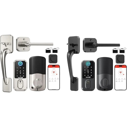 2 Pack WiFi Fingerprint Smart Door Lock: Keyless Entry Door Lock Deadbolt with Handle,Hornbill Smart Locks for Front Door, Entry