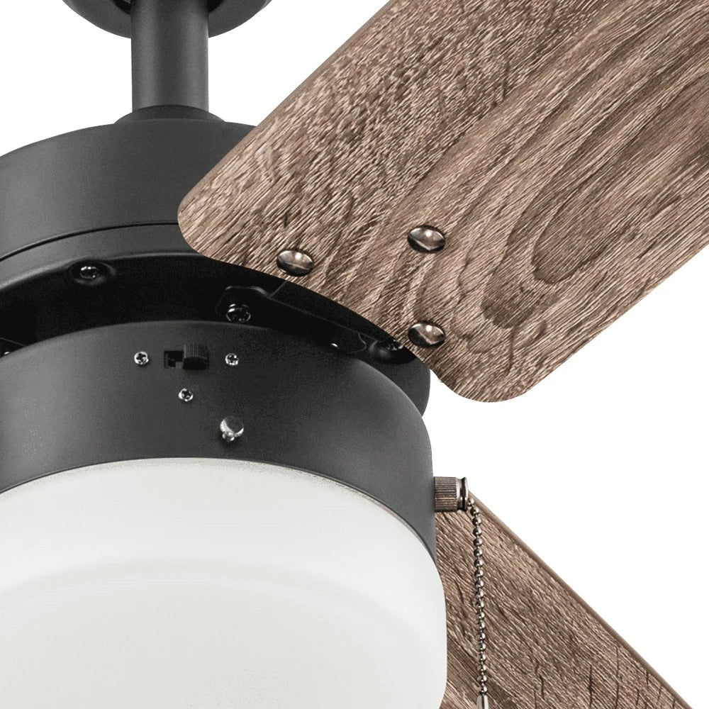 48 Inch Modern Ceiling Fan with Light Pull Chains Reversible Blades Energy Saving Quiet Performance Indoor Use LED Bulbs