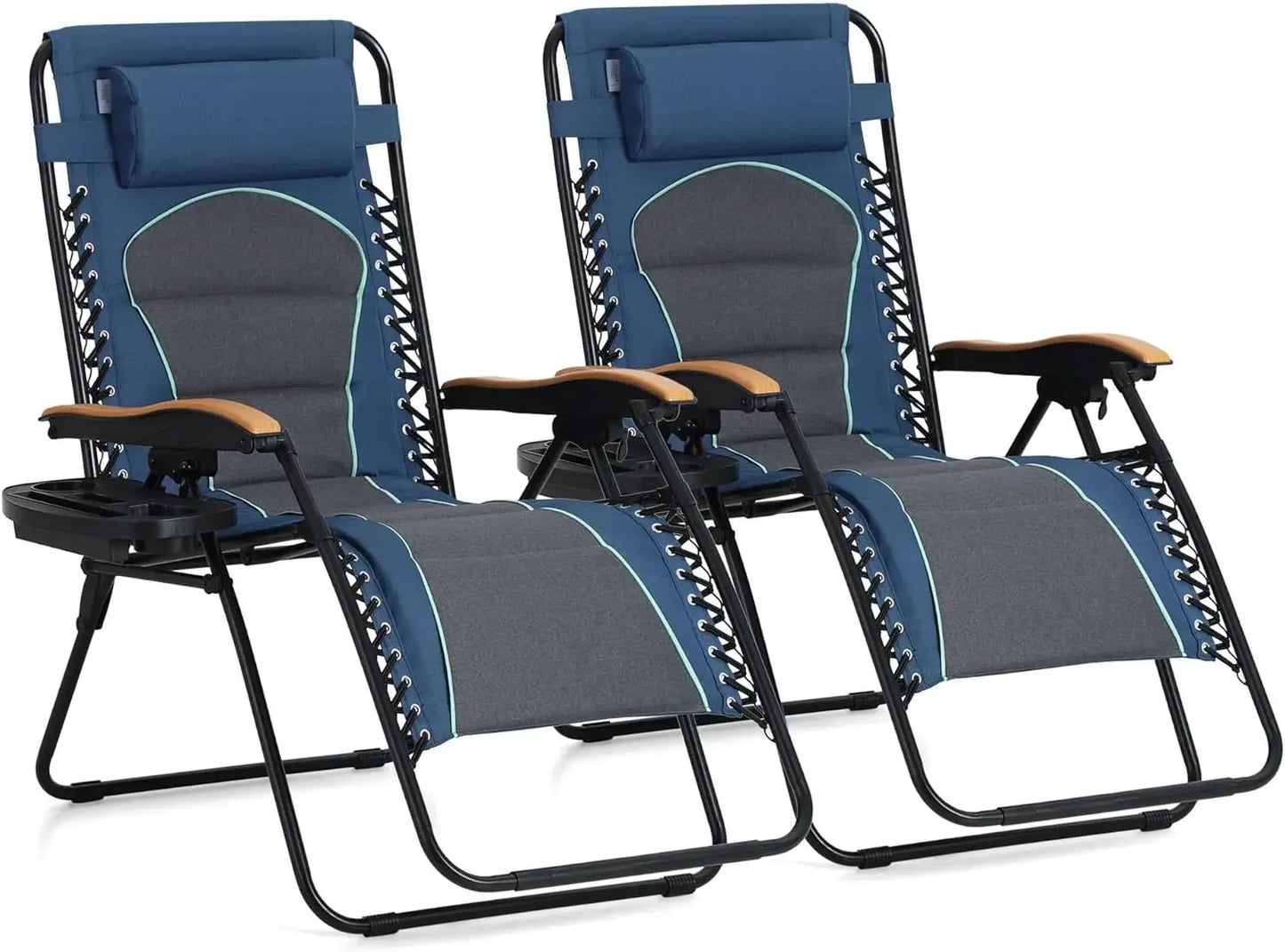 Zero Gravity Chairs Set of 2, XL Oversized Outdoor Recliners with Cup Holders, Foldable & Adjustable for Patio Use