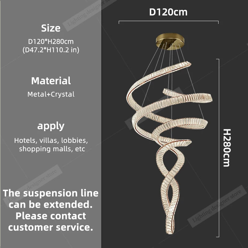 Nordic Simple Living Room Pendant Light High Quality Lobby Crystal Chandeliers Duplex Loft Hanging Lamp Villa Hall Chandelier