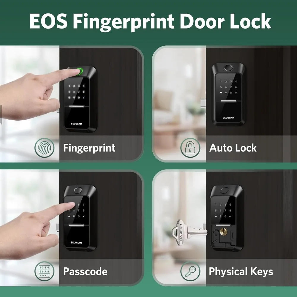 Fingerprint Door Lock Keyless Entry Door Lock Deadbolt Lock with Code Mechanical Key Keyless Deadbolt, Non-Wi-Fi, Silver