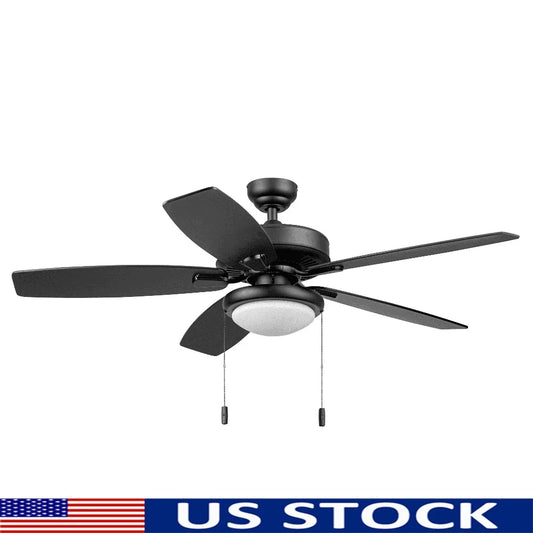 52 Inch Indoor Outdoor Ceiling Fan with Light Pull Chains Reversible Motor Dimmable Integrated Light Kit Medium Large Spaces