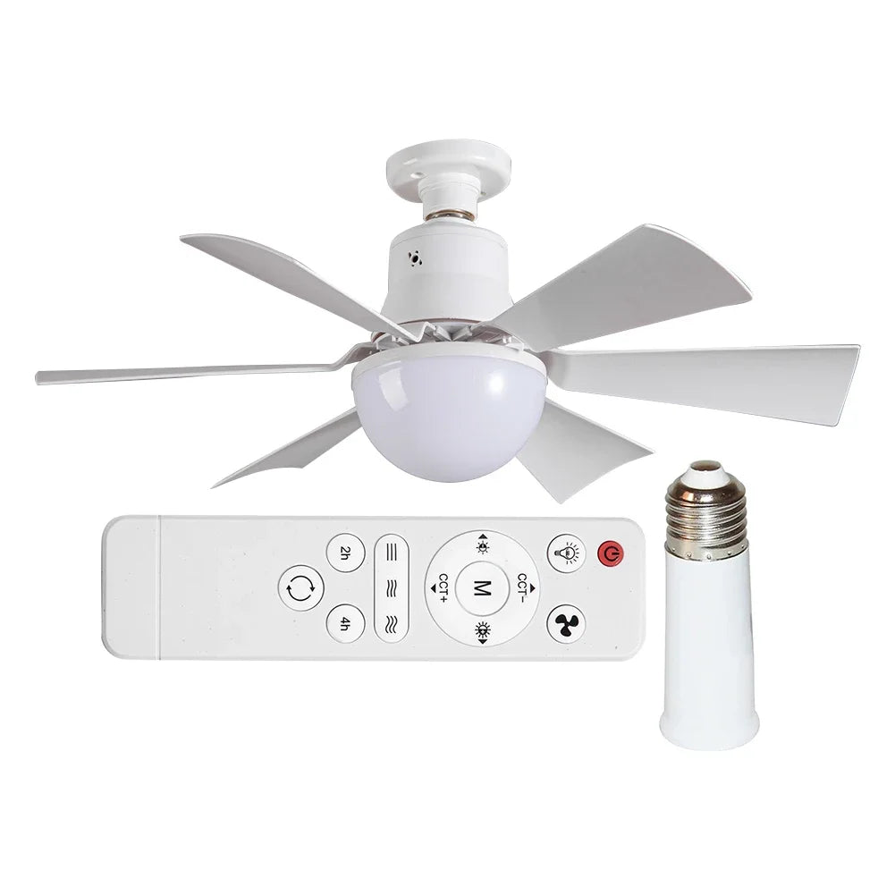 Ceiling Fan Light LED 30W Simple Lights with E27 Remote Control Timing Light Bulb for Home Living Room Decorative Fan Lighting