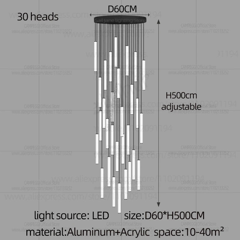 Modern Ceiling Chandelier LED Living Room Spiral Staircase Lighting Kitchen Bedroom Home Decoration Chandelier Lighting Fixtures