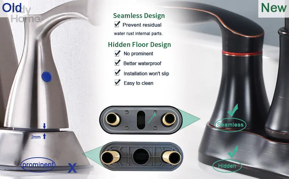 2-Handle 4-Inch Oil Rubbed Bronze Bathroom Faucet, Bathroom Vanity Sink Faucets with Pop-up Drain and Supply Hoses