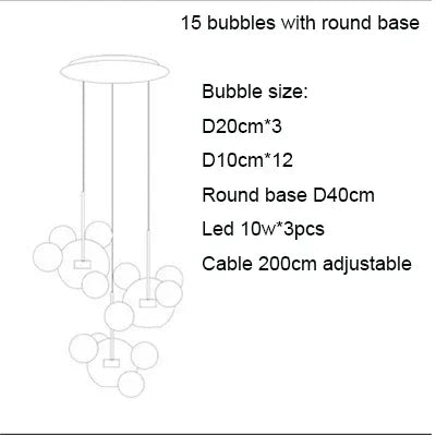 Modern Clear Glass LED Chandelier Lighting  Living Room Chandelier for Dining Room Bubble Glass Pendant Lights