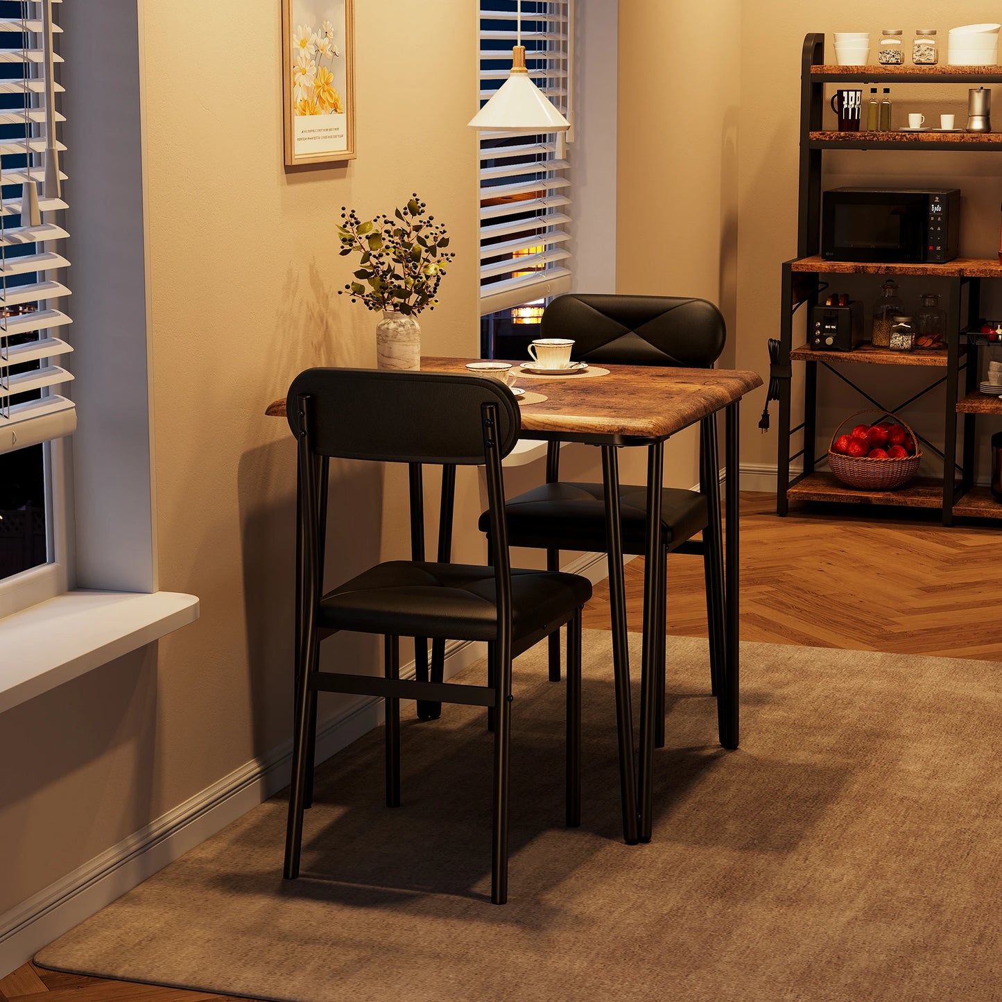 Small Dining Table Sets for 2 with Upholstered Chairs kitchen Dinner Table and Chairs Set of 2 Furniture for Dining Living Room