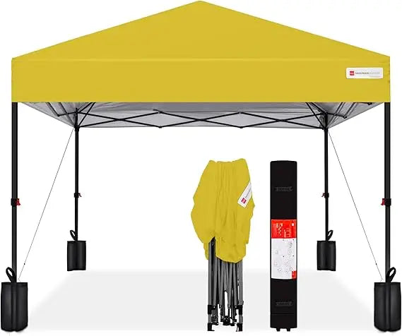 12x12ft 1-Person Setup Pop Up Canopy Tent Instant Portable Shelter w/ 1-Button Push, Case, 4 Weight Bags - Navy Blue