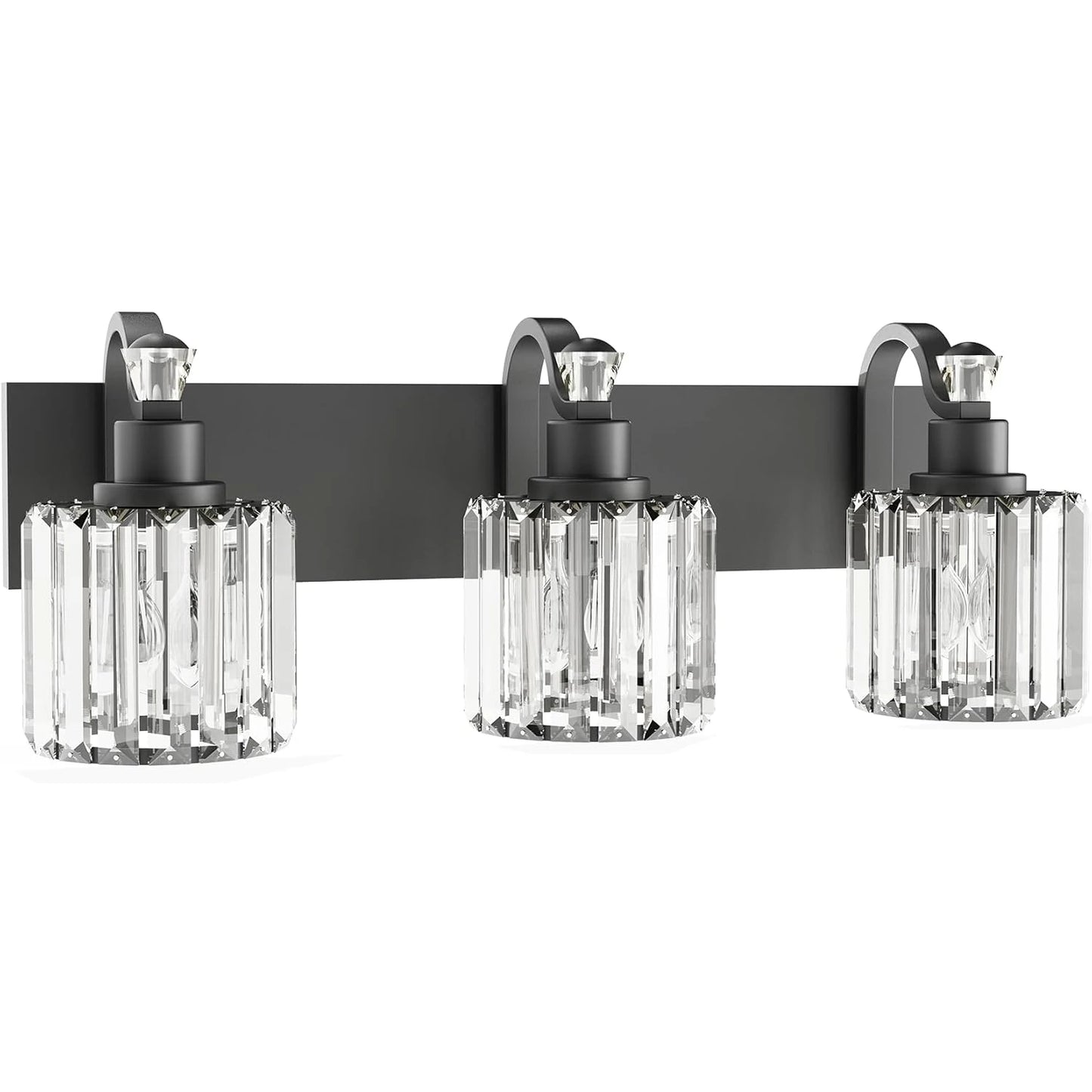 3/4/5/6 Lights Modern Crystal Bathroom Vanity Lights, Black Bathroom Light Fixtures, Crystal Vanity Shower Lights Over Mirror