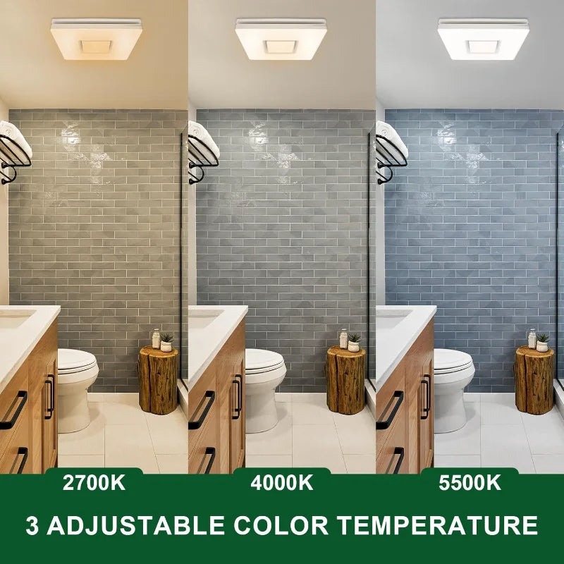 Akicon Exhaust Fan with Light Combo, 90 CFM, 1.5 Sones,15W Dimmable 3CCT LED Light with 5W Night Light, Bathroom Ventilation