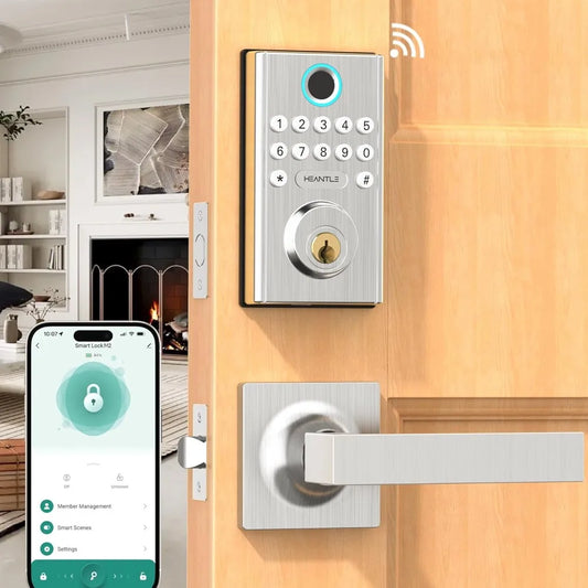 WiFi Keyless Entry Door Lock -  Smart Lock Handle Set with Keypad Electronic Deadbolt Bluetooth Alexa App WiFi Remote Control