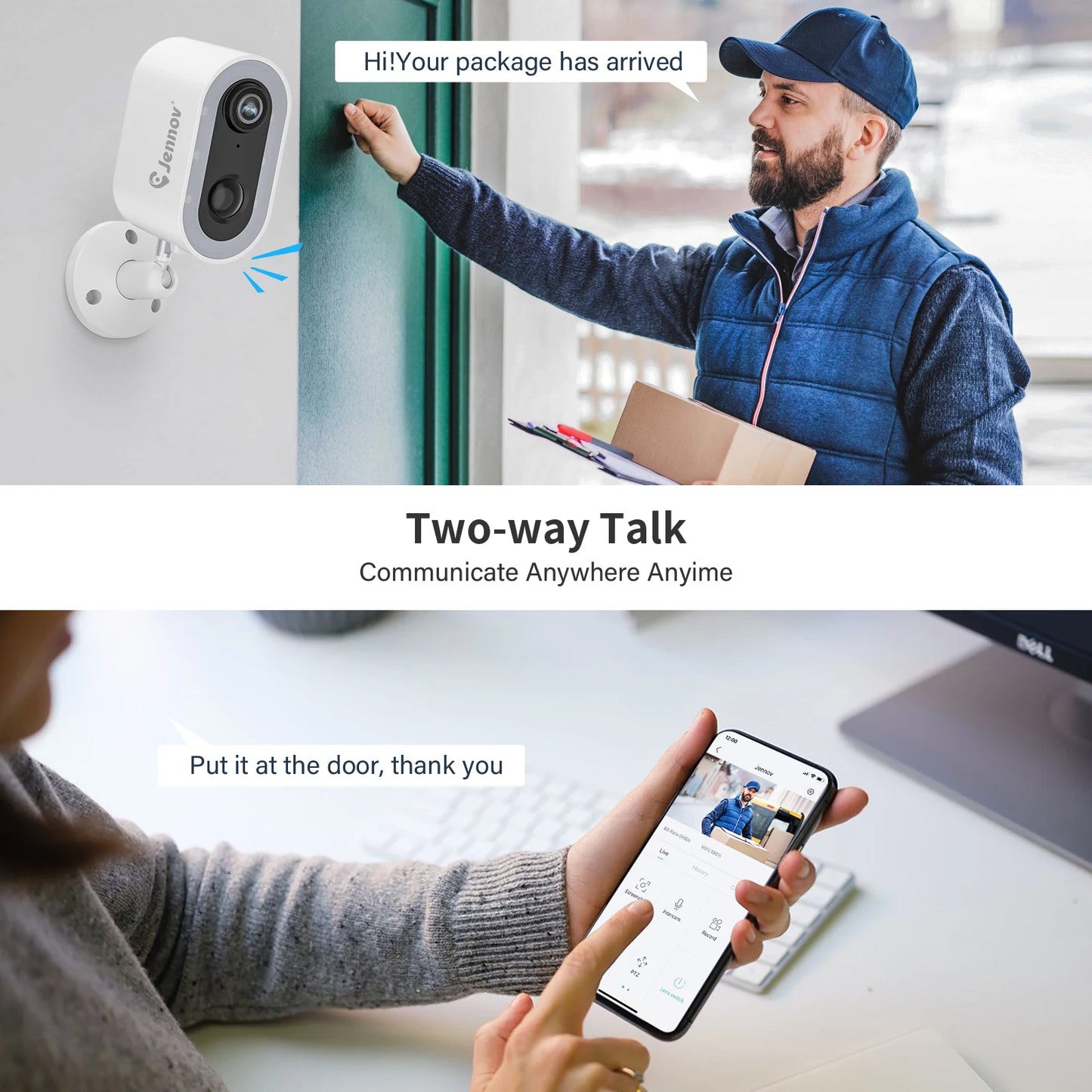 Jennov 5MP Security Camera Wireless WiFi Camera Battery Powered with Color Night Vision Two-Way Talk for Outdoor Home Camera
