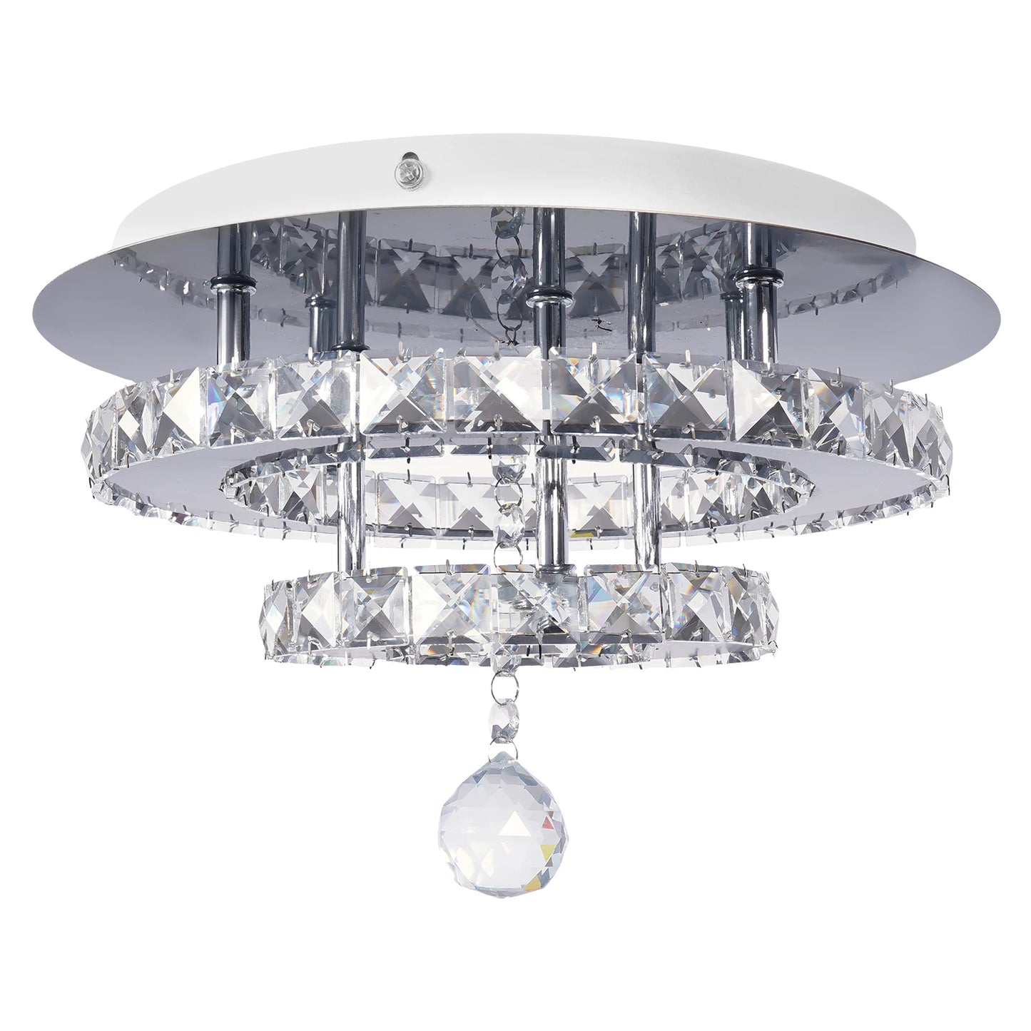 Modern Crystal Ceiling Lamp LED Living Dining Room Ring Pendant Light Chandelier Remote Control Hanging Decor Luminai