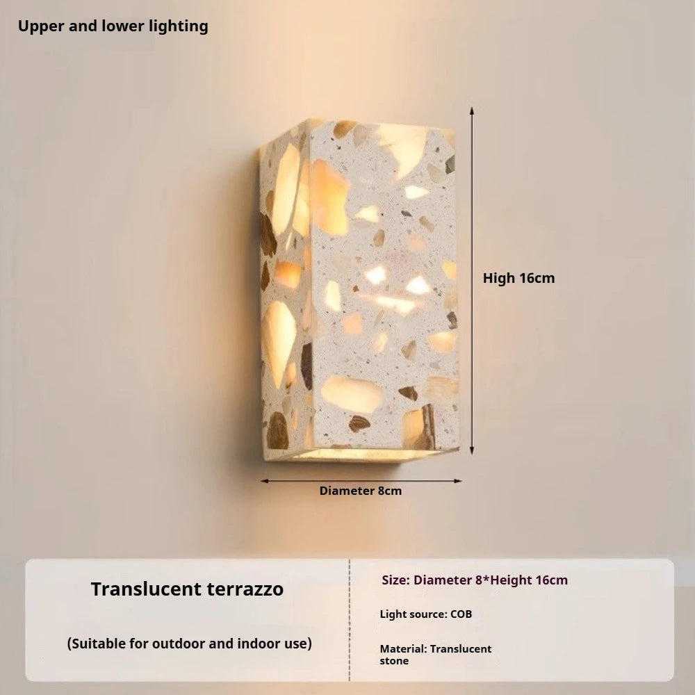 Wabi Sabi Guesthouse Courtyard Villa Outdoor Waterproof Yellow Cave Stone Wall Lights Dining Room Balcony Travertine Wall Lamps