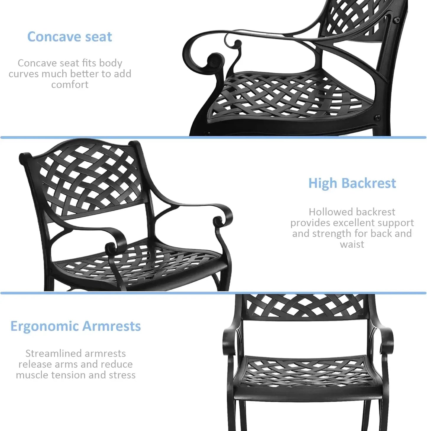 Cast Aluminum Outdoor Dining Set 5 Piece, Patio Dining Table and Chairs Set of 4, Garden Metal Conversation Table Set