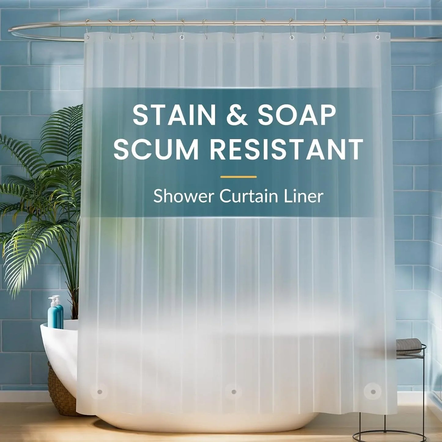 Clear Shower Curtain PEVA Transparent Bathroom Liner Waterproof 180x200CM Bath Curtains Bathroom Mould Proof Curtains with Hooks