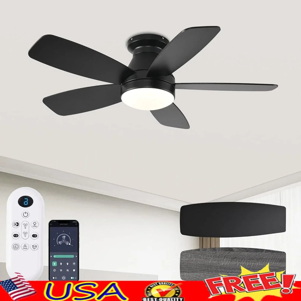 Low Profile Ceiling Fan with Lights Remote Control Dimmable Flush Mount Reversible Quiet 30dB Energy Efficient 6 Speed 3CCT