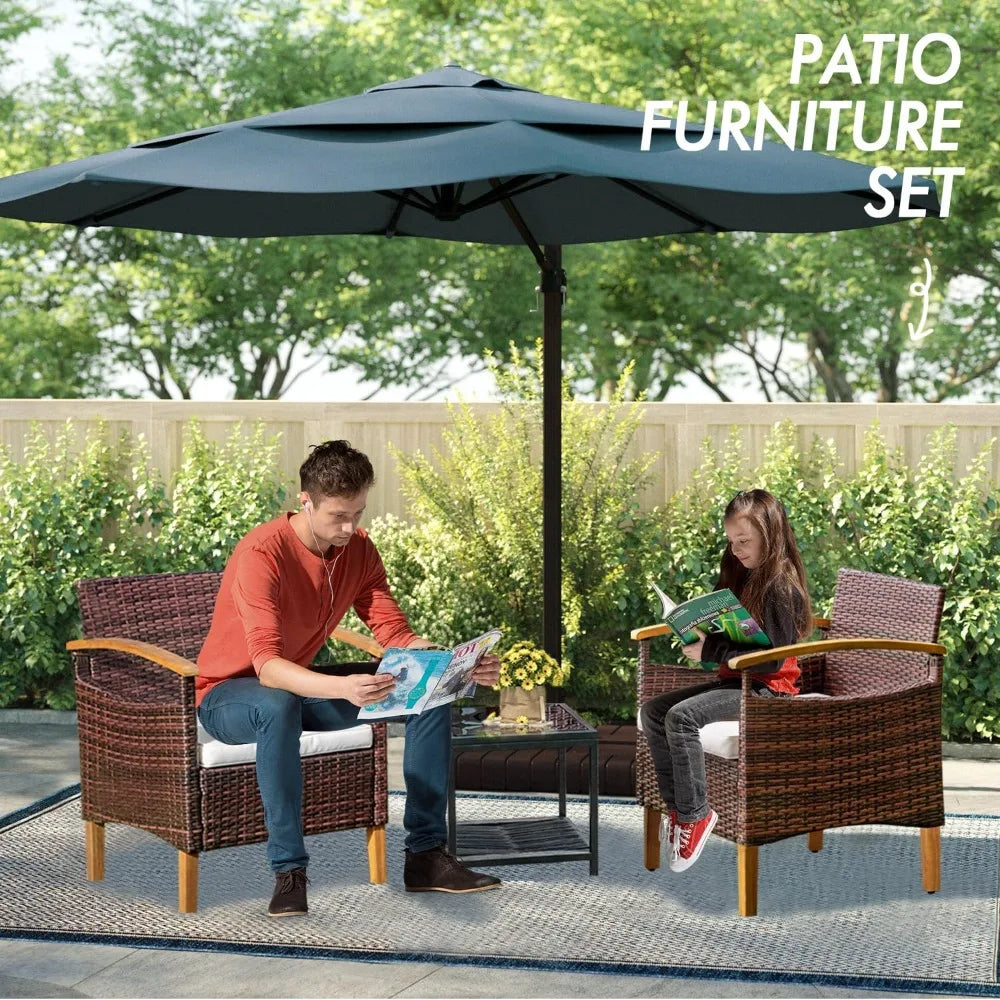 3 piece Outdoor Patio Furniture Set Outdoor Furniture Set with Table Outside Lawn Patio Chairs Set of 2 Patio Conversation Sets