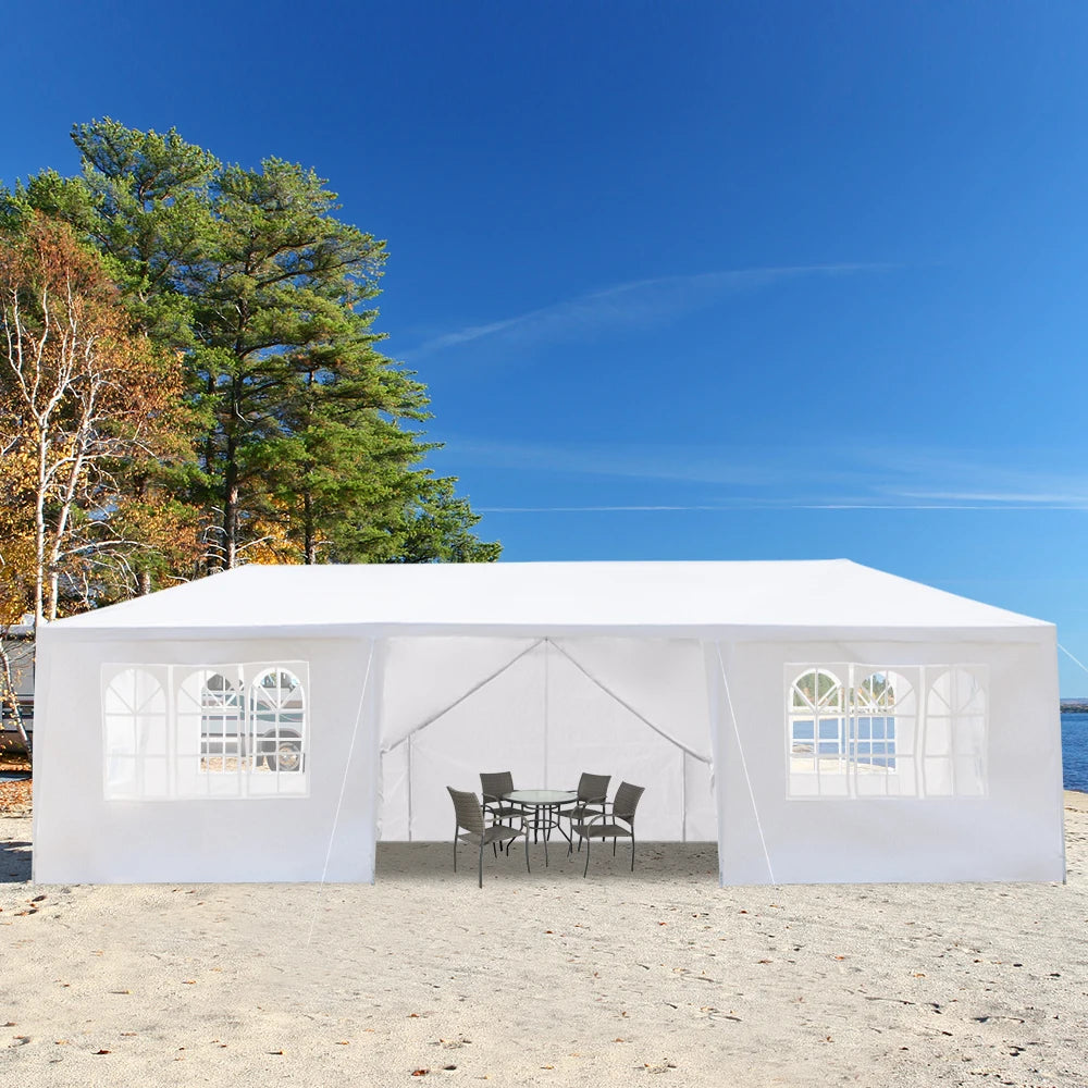 US Stock Wedding Gazebo10'x30' Outdoor Party Tent with 8 Removable Sidewalls, Waterproof Canopy Patio , White