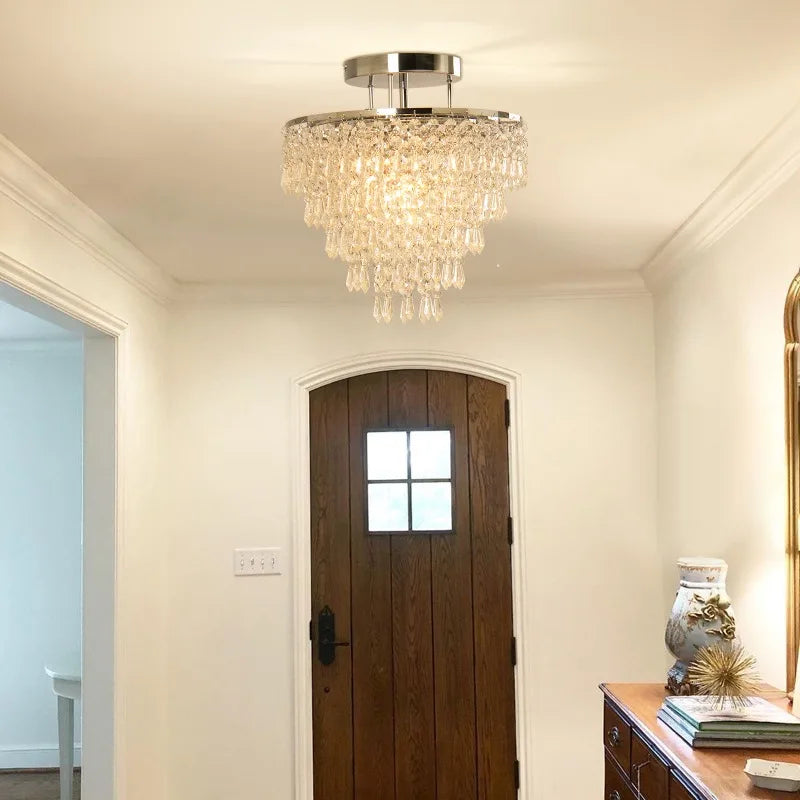 Modern LED 3 Layers Sharp Beads Crystal Ceiling Lights Home Appliance Karaoke Fixtures Corridor Aisle Stairs Lamp Outdoor Decor