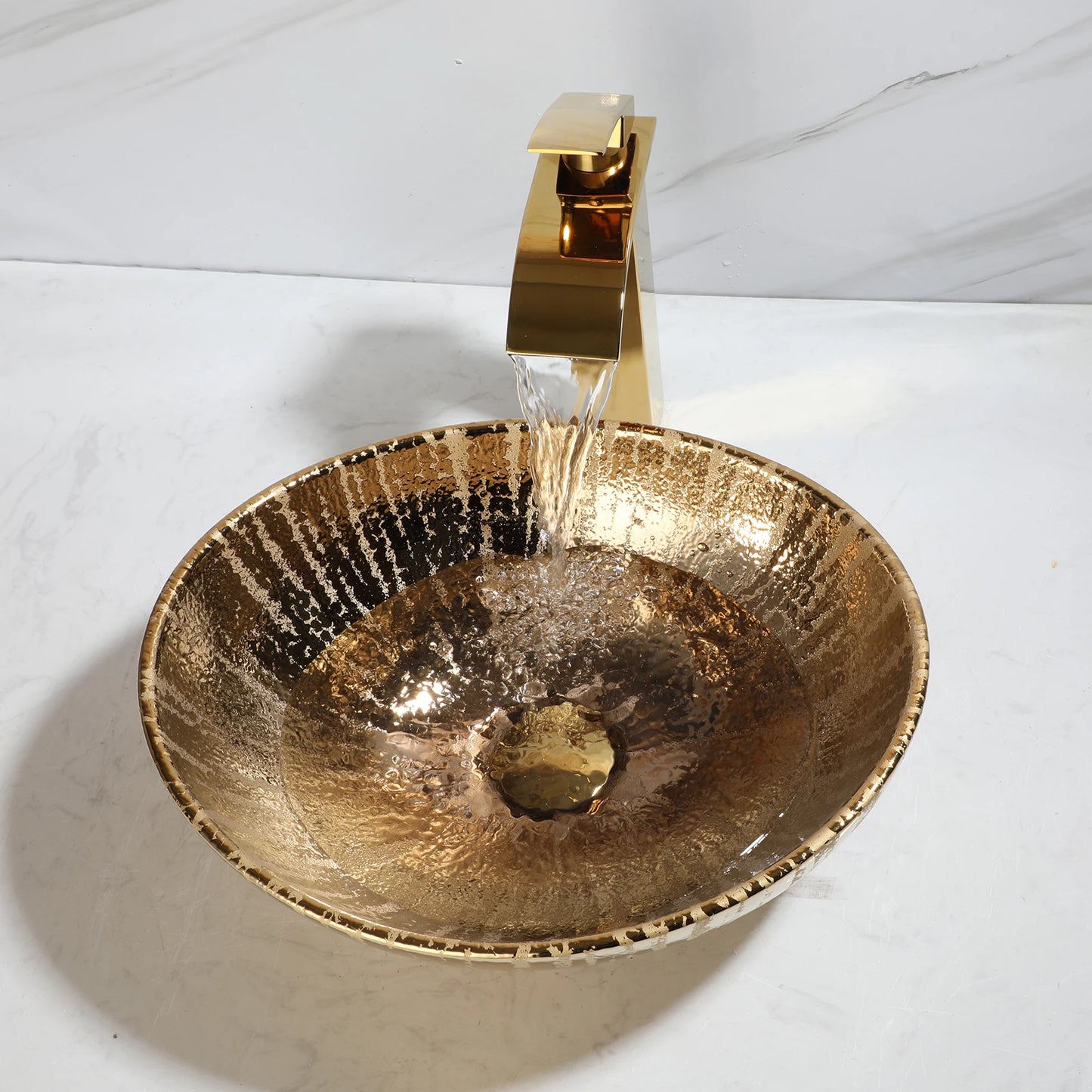 ZAPPO Gold Ceramic Bathroom Vessel Sink Oval Bathroom Sink Above Counter Vessel Sinks for Bathrooms Vintage Bowl Small Sink US