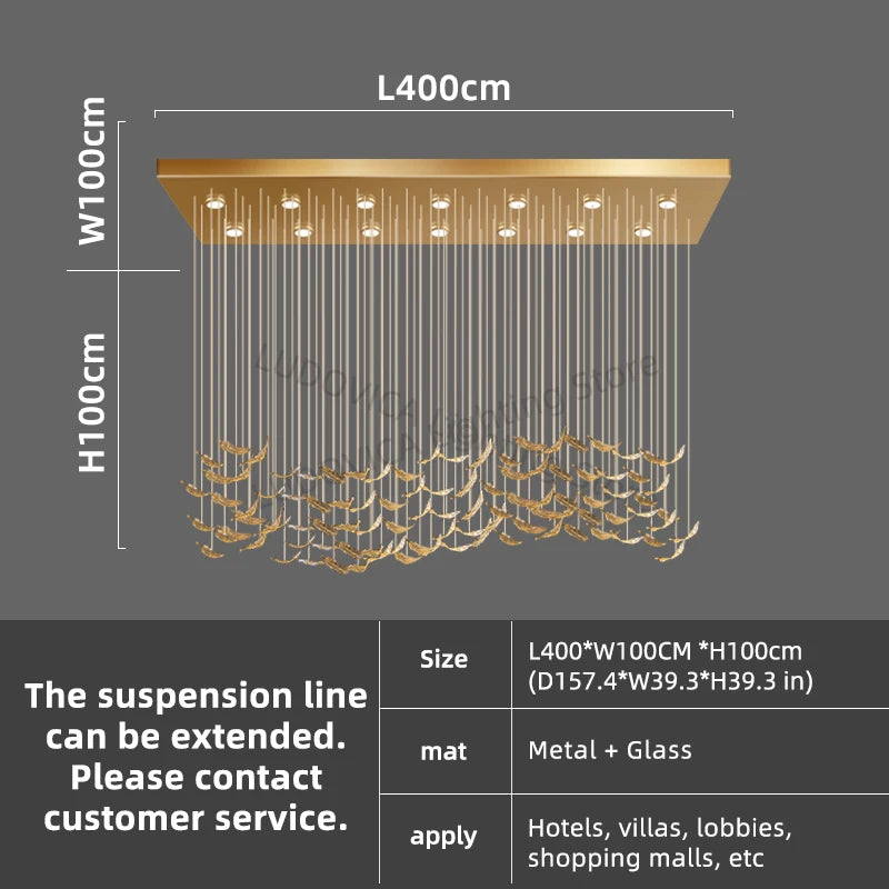 Modern Chandelier luxury villa Staircase LED Hanging Lights Hotel lobby Wedding Decoration Banquet Hall Customable Pendant Light
