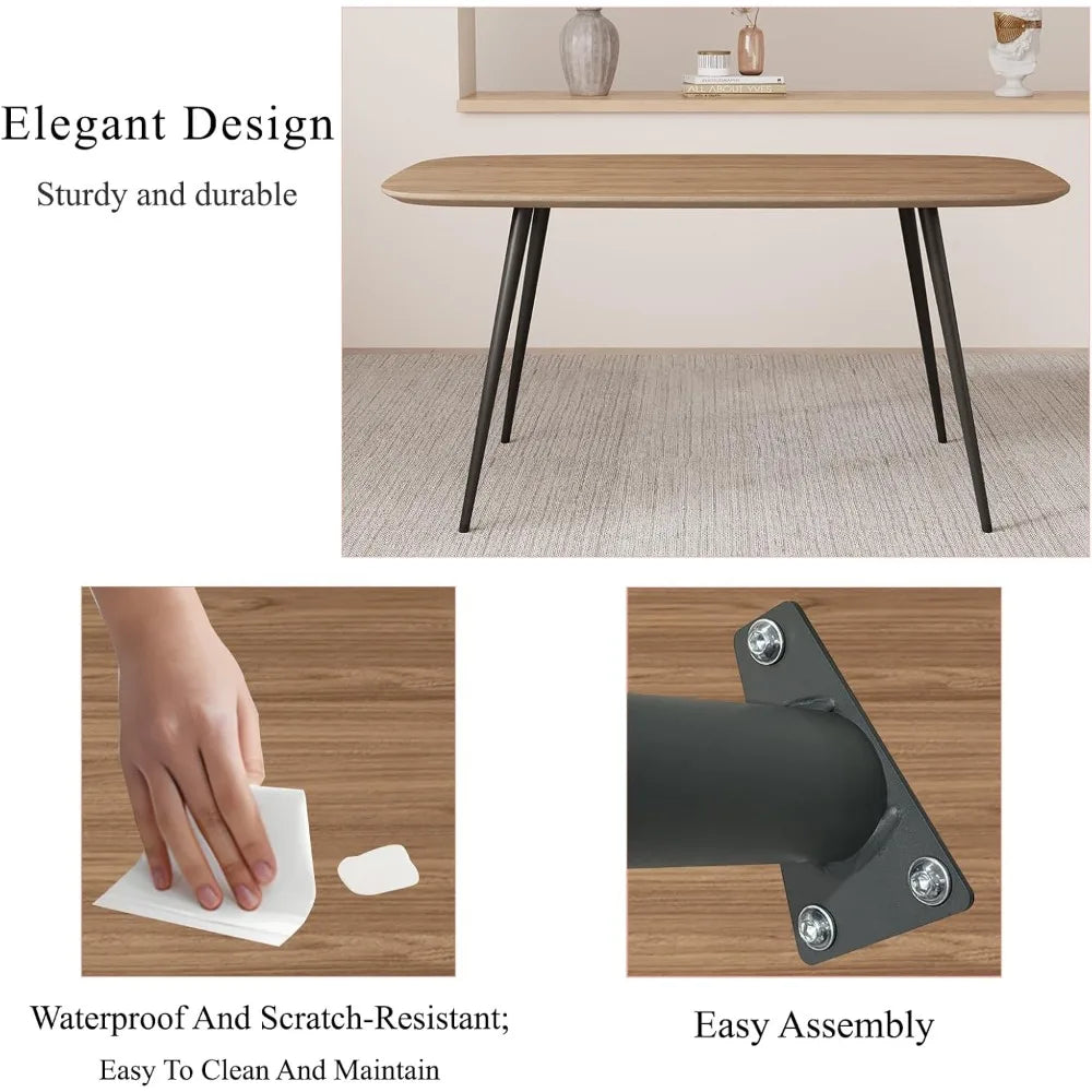 47.2'' Dining Table Set for 4,Modern Wood Dining Table,Leather Dining Chairs 4,Table and Chairs Set of 4,Ideal for Kitchen Dinin