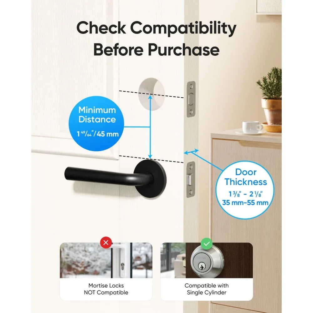 Smart Lock C220, Fingerprint Keyless Entry Door Lock, Built-in Wi-Fi, App Remote Control, Front Door Smart Deadbolt, IP53 Water