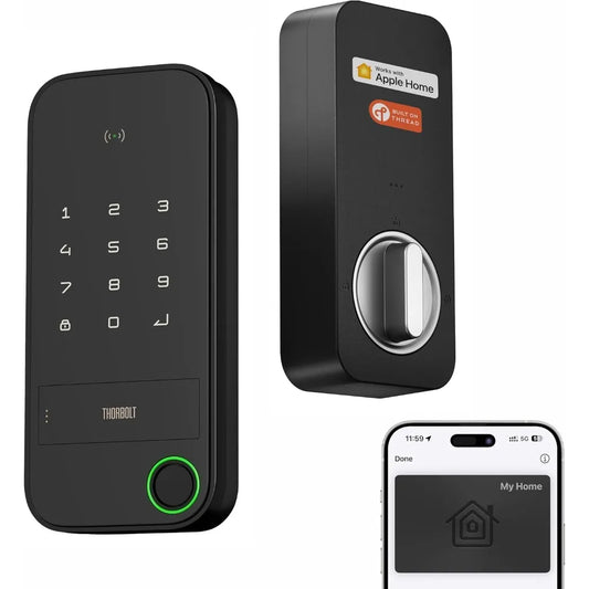 X1 Apple Home Key Tap to Unlock, Smart Keyless Entry Door Lock with Fingerprint, Touch Keypad Deadbolt Lock Works with HomeKit O