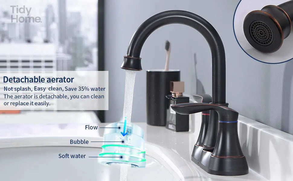 2-Handle 4-Inch Oil Rubbed Bronze Bathroom Faucet, Bathroom Vanity Sink Faucets with Pop-up Drain and Supply Hoses