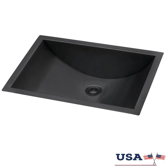 Gunmetal Black Matte Stainless Steel Undermount Bathroom Sink 16x11 Inch Bowl Commercial-Grade Brushed Finish with Sound-Proof