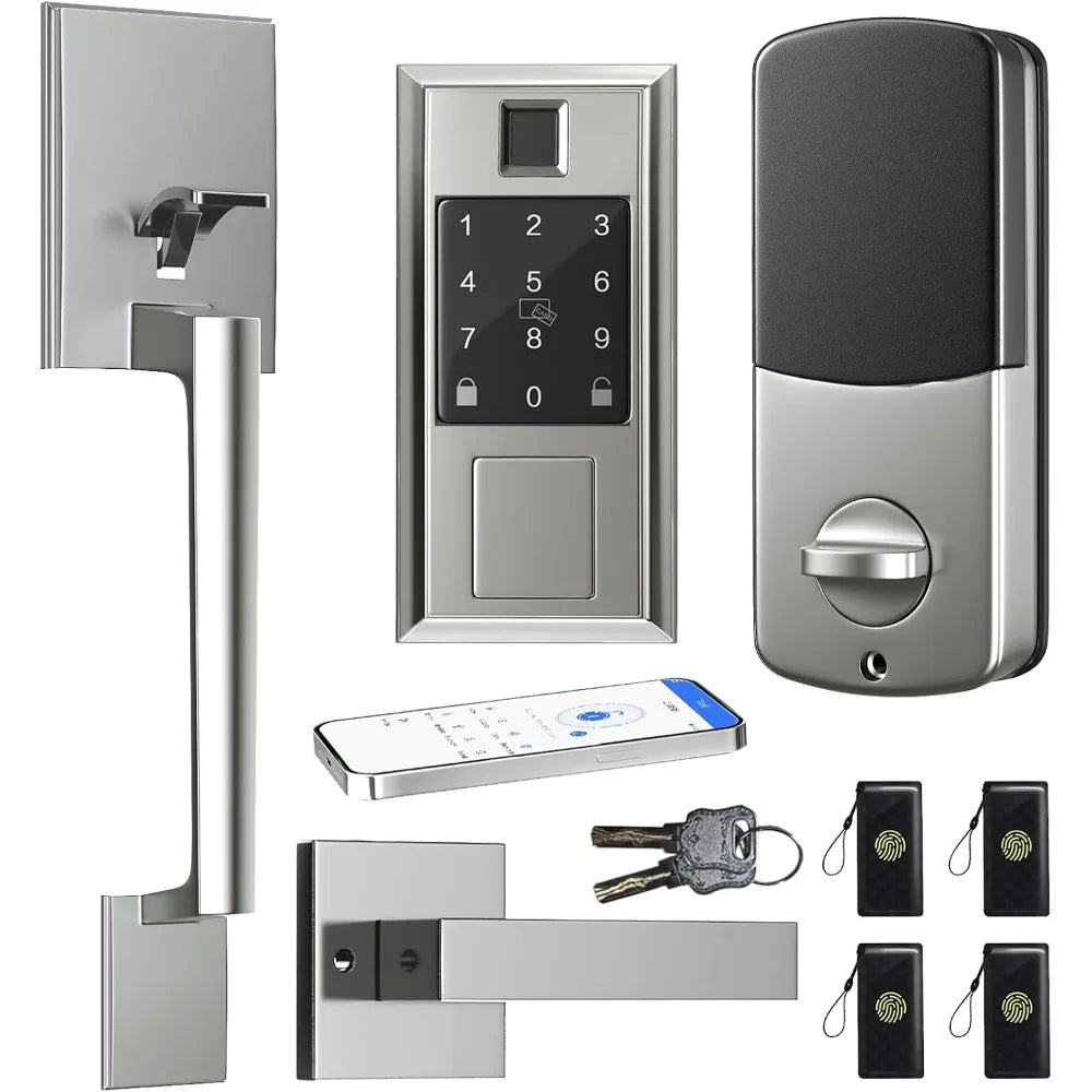 Smart Locks for Front Door with Lever Handle Set, Keyless Entry Door Lock, Fingerprint & App Control, Touchscreen Keypad Deadbol