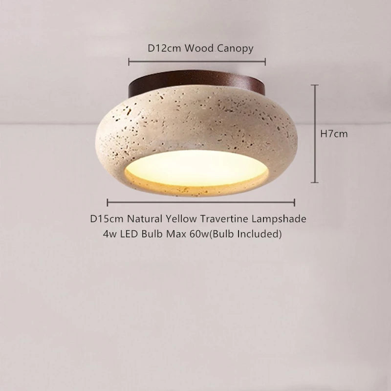 IWHD Nordic Modern Ceiling Lamp Wood Yellow Travertine LED Ceiling Light For Home Decoration Aisle Stair Bar Lámparas Para Techo
