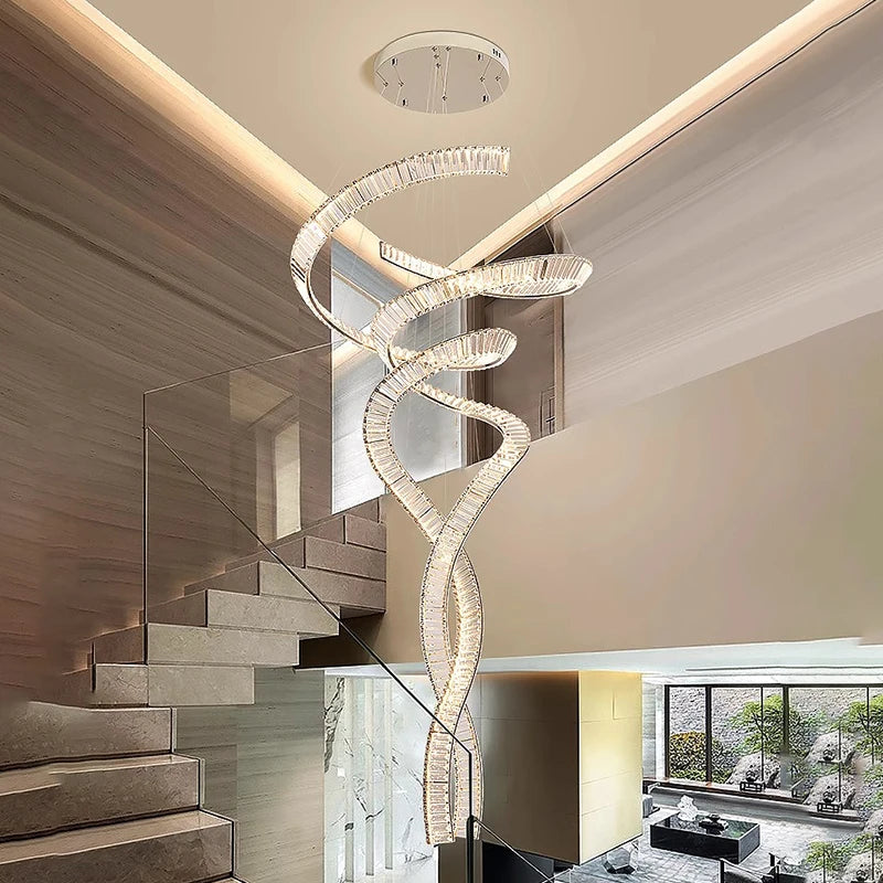 Modern home decoration crystal chandelier, stair Pendant lamp, living room Pendant lights, interior lighting